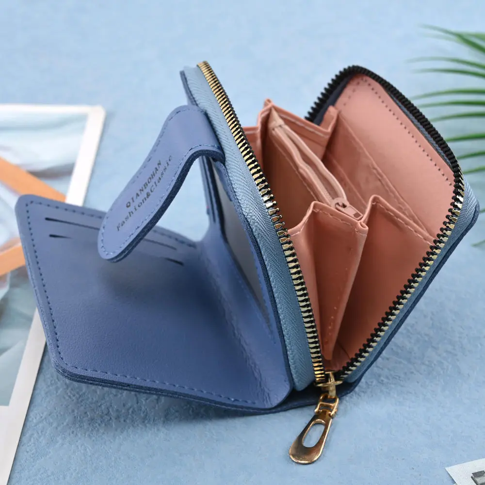 Embroidered Love Heart Wallet Fashion Ladies Multifunction ID Holder Card Holders Wallet  ID Holder Zipper Snap Short Wallet