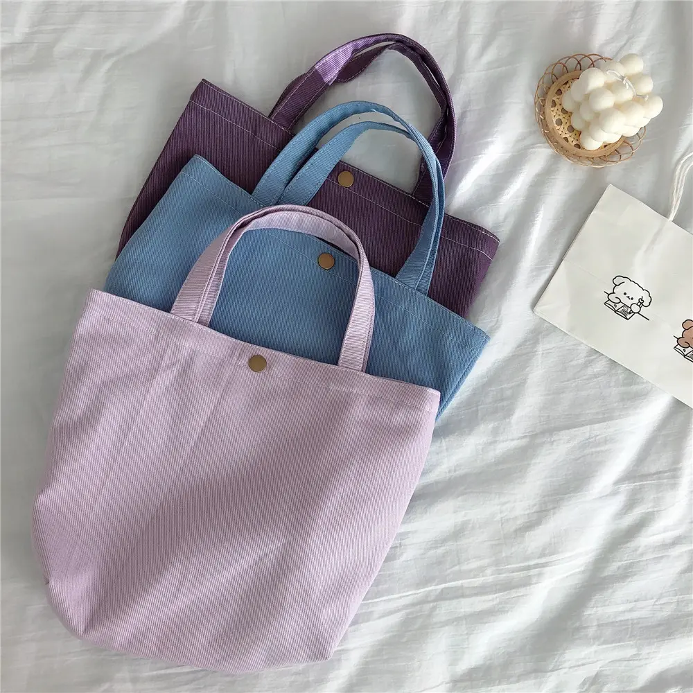 Morandi Color Twill Canvas Bag Hand-held Small Square Bag Simple Cloth Bag Low Saturation Color Shoulder Bag Shopping Bag