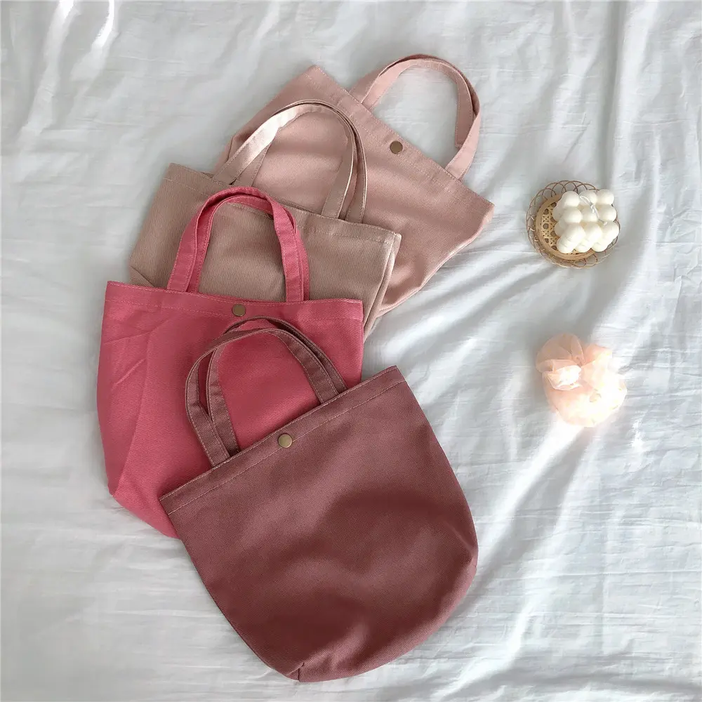 Morandi Color Twill Canvas Bag Hand-held Small Square Bag Simple Cloth Bag Low Saturation Color Shoulder Bag Shopping Bag