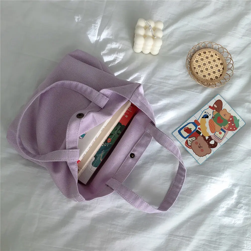 Morandi Color Twill Canvas Bag Hand-held Small Square Bag Simple Cloth Bag Low Saturation Color Shoulder Bag Shopping Bag