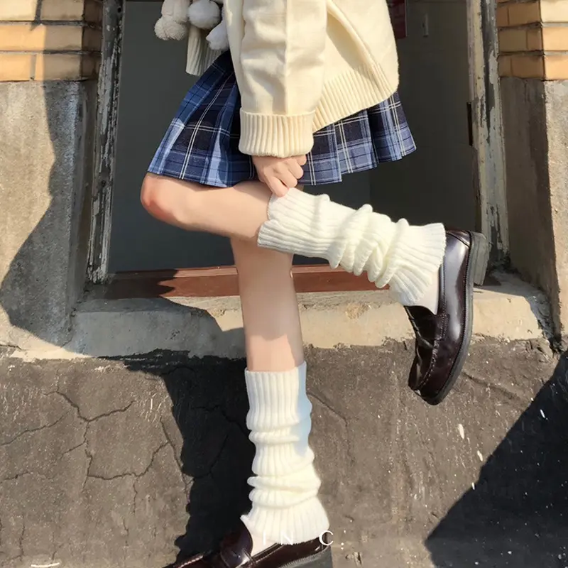 Winter Leg Warmers Fluffy Goth Gyaru Y2k Accessories Gothic Lolita Knit Socks Women Legs Warm Ladi Sock Gothic Style Legging