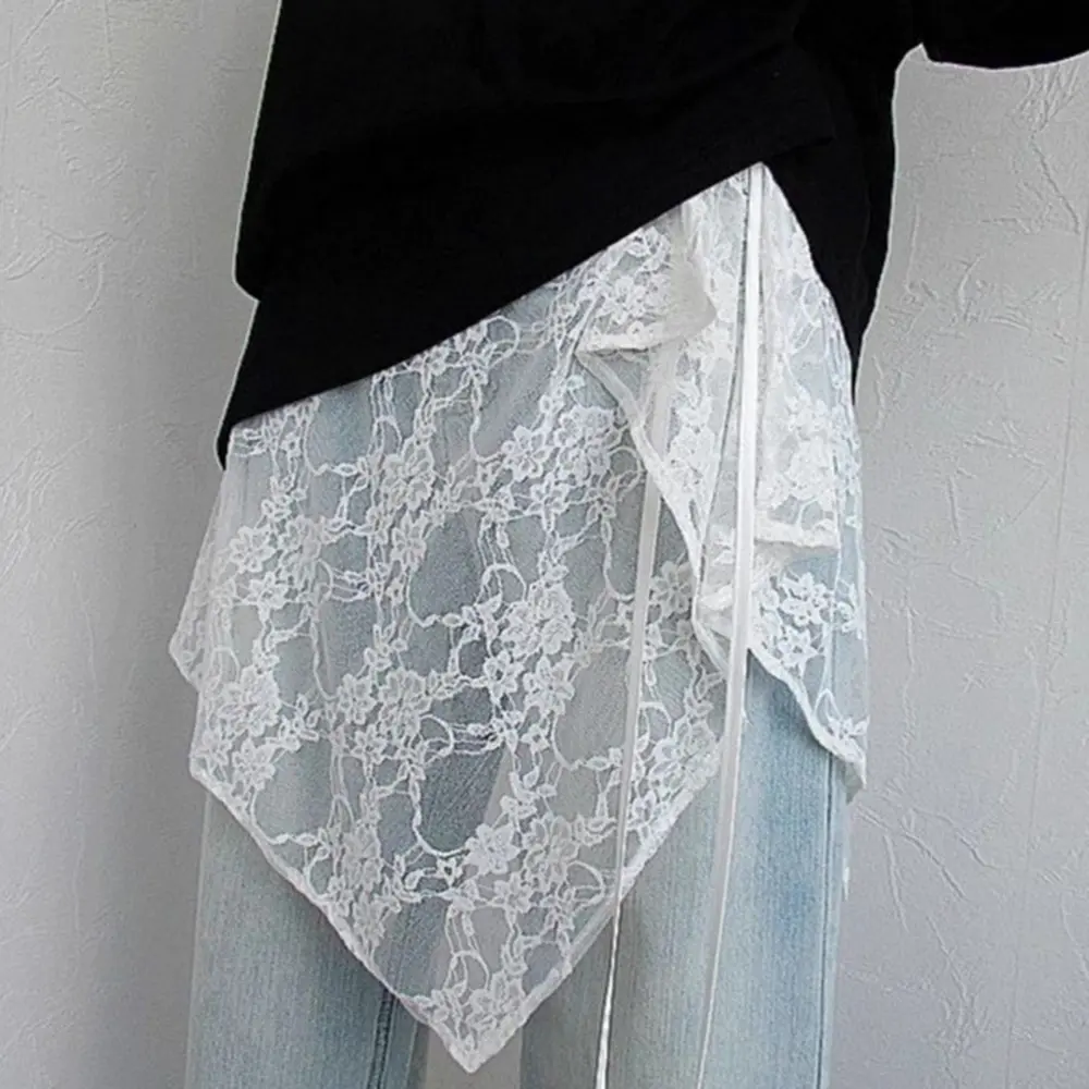 Lace Triangle Short Skirt Half Skirt Butt Curtain Skirt Lace Trim Small Apron Knitting Lace Stacked Ladies Headscarf Headband