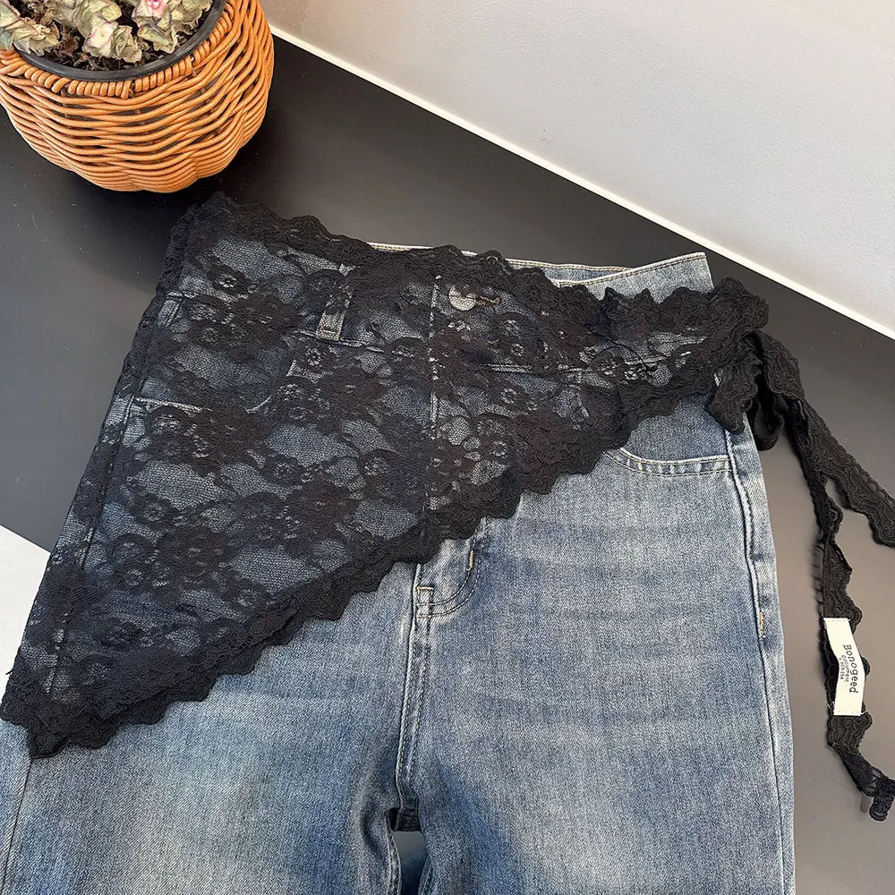 Lace Triangle Short Skirt Half Skirt Butt Curtain Skirt Lace Trim Small Apron Knitting Lace Stacked Ladies Headscarf Headband