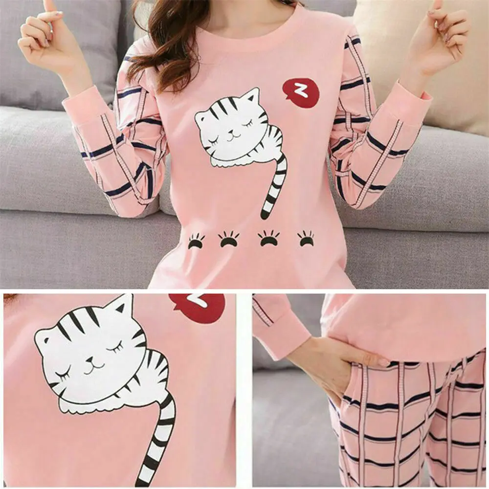 Kawaii Cartoon Ladies Womens Pyjamas Pj Set Nightwear Lounge Wear Pajamas Pyjama Top Trousers Night Suits Homewear