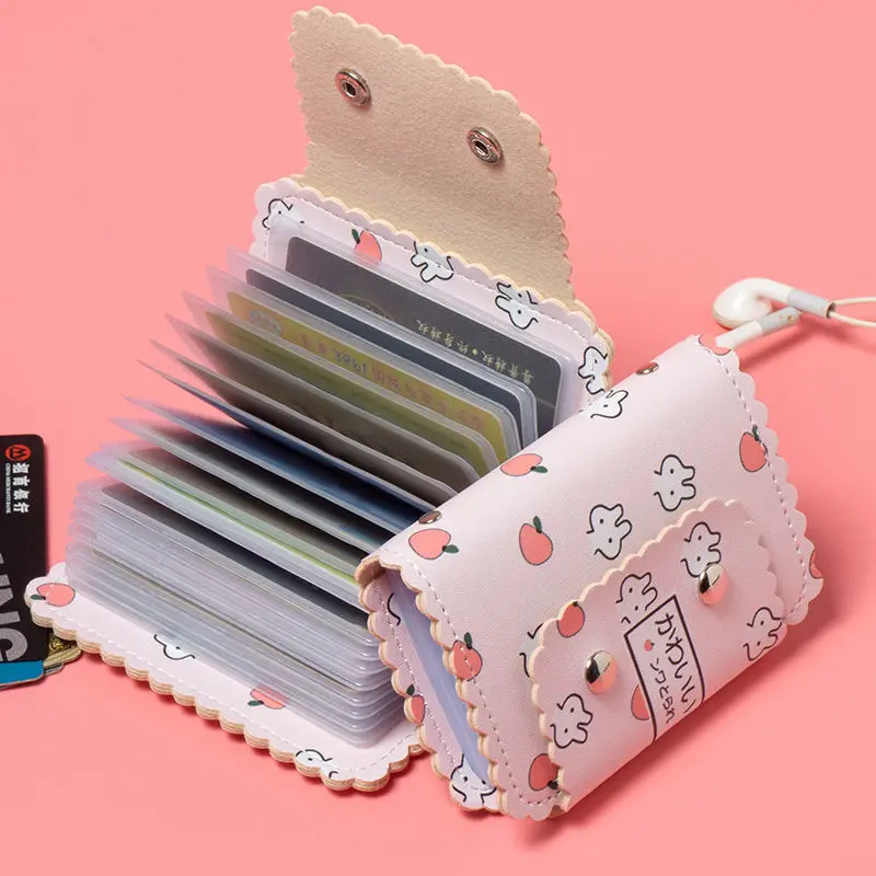 Kawaii Bear Card Holder Cute Multi Grids Business Id Credit Bank Card Case Photocards Holder Portable Wallet Korean Stationery