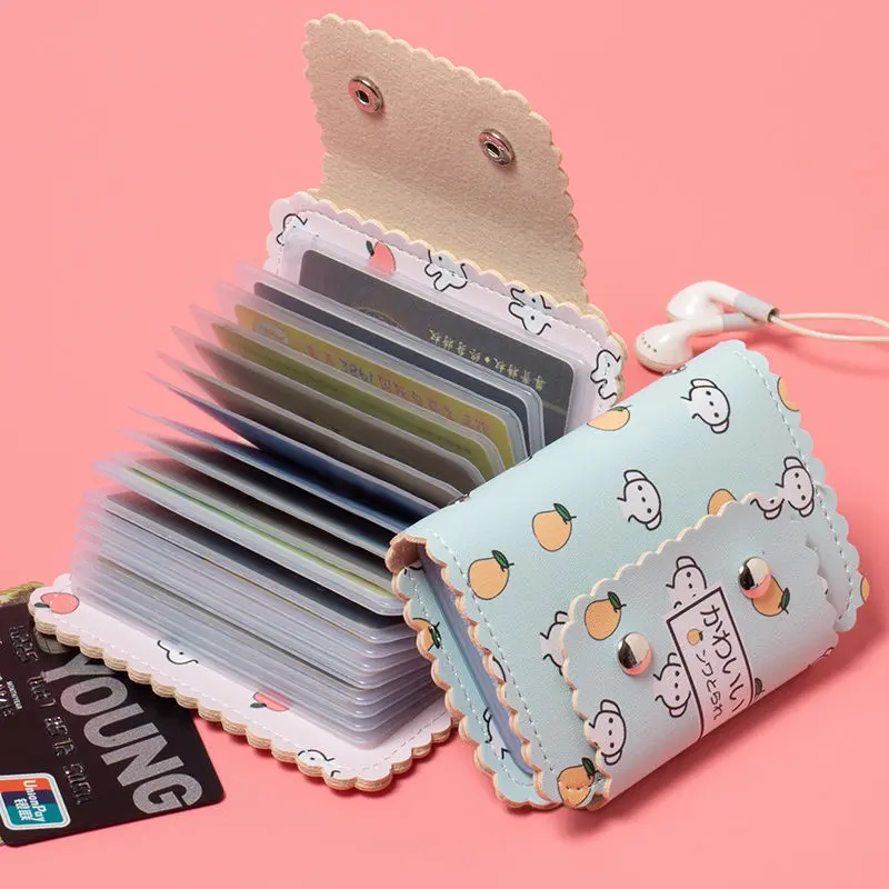 Kawaii Bear Card Holder Cute Multi Grids Business Id Credit Bank Card Case Photocards Holder Portable Wallet Korean Stationery