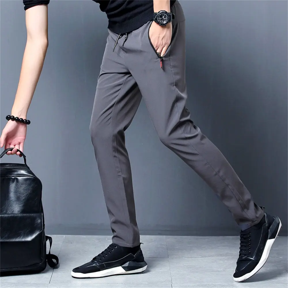Men's Casual Long Pants Plus Size Sweatpants Summer Cool Stretch Pants Male Black Grey Thin Loose Quick-dry Long Sport Joggers