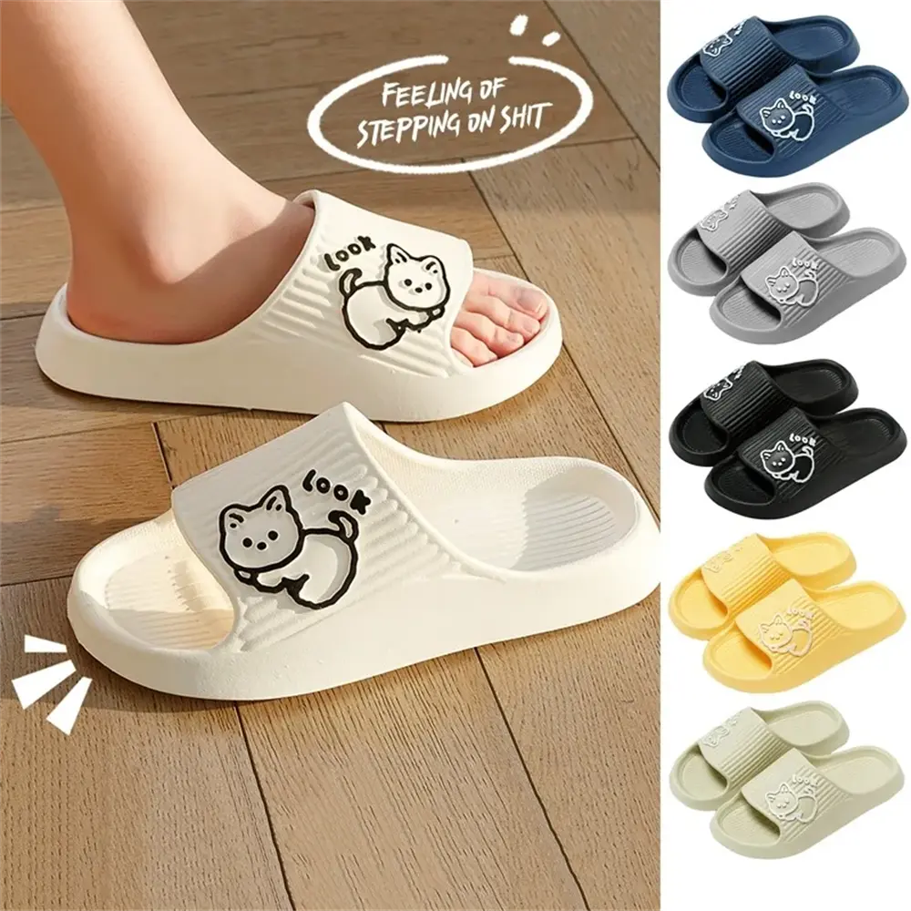 Summer Slippers Women Men Thick Sole Cartoon Beach Slides Bathroom Anti Slip Soft Home Sandals Ultra Light Shoes Couples Slipper