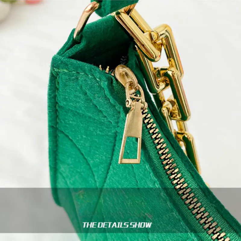 Fashion Women Chain Shoulder Underarm Bags Felt Pu Leather Simple Solid Color Casual Handbags Female Pouch Tote Crossbody Bag