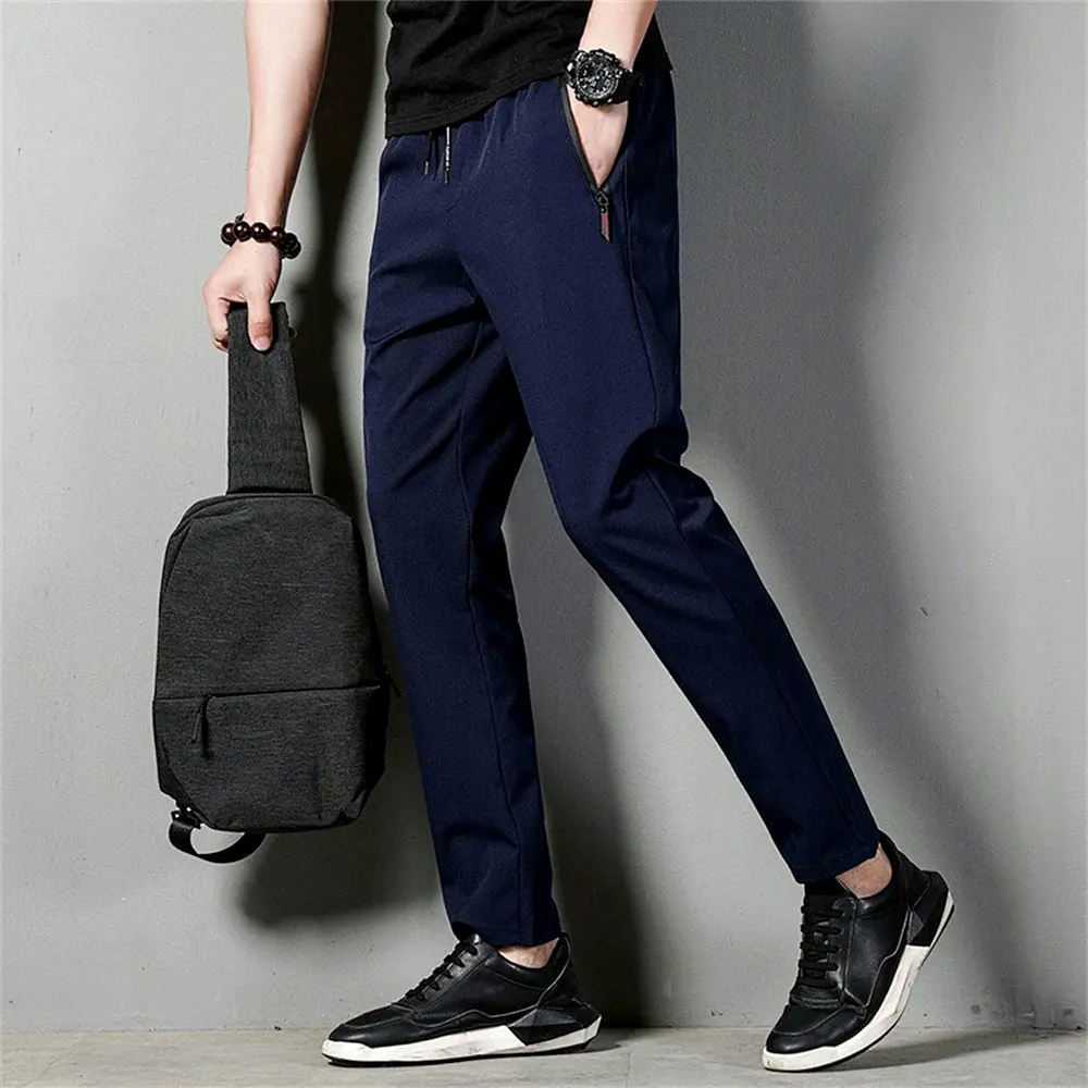 Men's Casual Long Pants Plus Size Sweatpants Summer Cool Stretch Pants Male Black Grey Thin Loose Quick-dry Long Sport Joggers