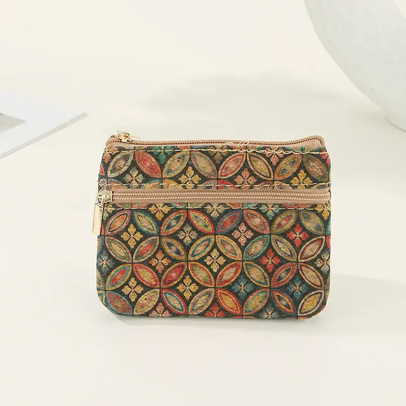 Original Cork Coin Purse Mini Wallet Small Bag Change Purse with Double Zipper Money Bag Card Key Lipstick Organizer