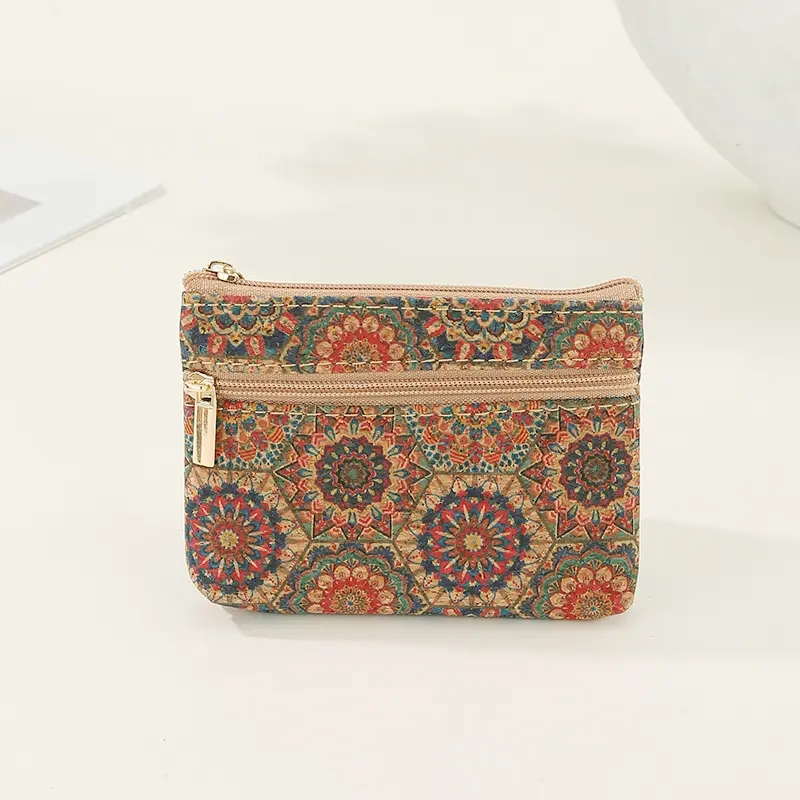 Original Cork Coin Purse Mini Wallet Small Bag Change Purse with Double Zipper Money Bag Card Key Lipstick Organizer