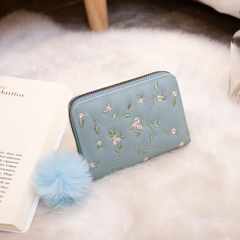 PU Leather Clutch Coin Purses Wallet For Women 4 Card Slots Hairball Tassel For Travel Essential Fashion-forward Women Daily