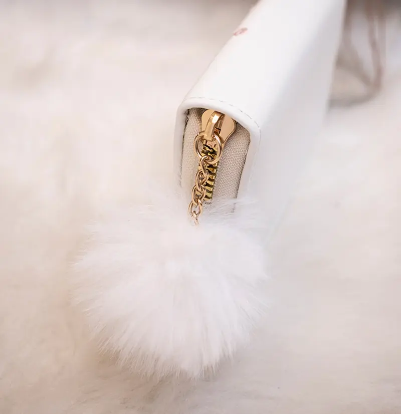 PU Leather Clutch Coin Purses Wallet For Women 4 Card Slots Hairball Tassel For Travel Essential Fashion-forward Women Daily