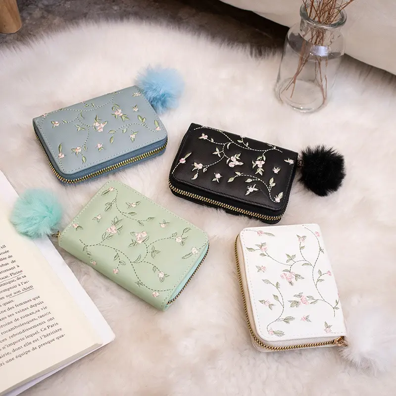 PU Leather Clutch Coin Purses Wallet For Women 4 Card Slots Hairball Tassel For Travel Essential Fashion-forward Women Daily