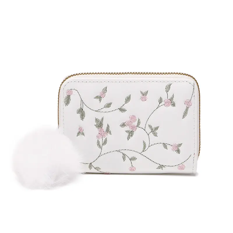 PU Leather Clutch Coin Purses Wallet For Women 4 Card Slots Hairball Tassel For Travel Essential Fashion-forward Women Daily