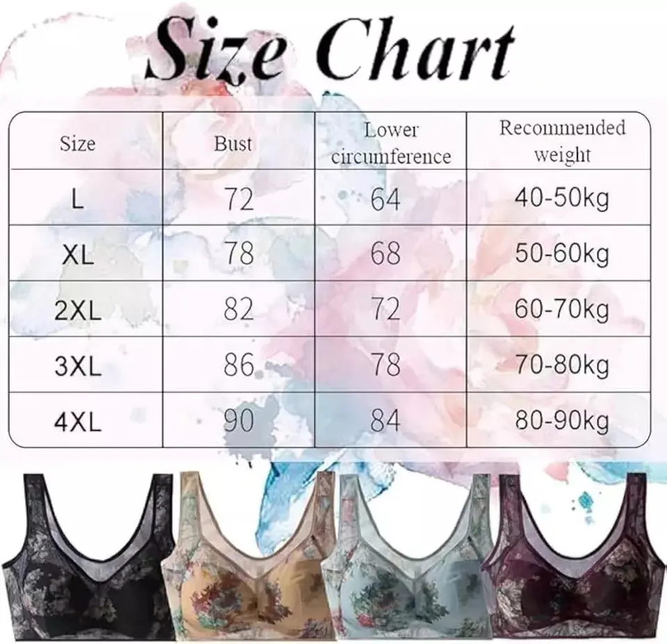 Women New Ice Silk Lace Cooling Comfort Bra Lace Buttonless Comfortable Bra Push Up Bra Running Shock-Absorbing Sports Fixed Cup