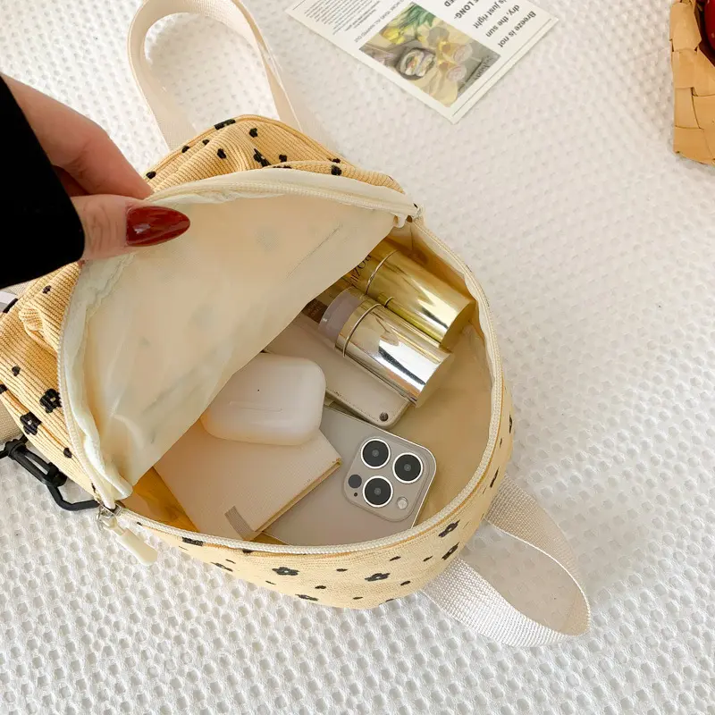 Japanese Cute Flower Corduroy Mini Backpack Large Capacity INS Student Fashion Simple Personalized Travel Backpack