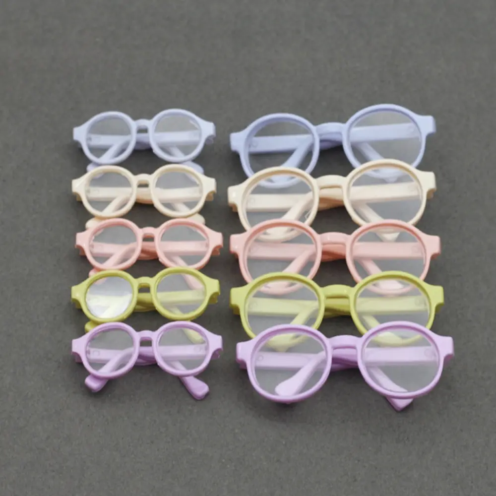 1pc Mini Doll Glasses 6.5cm/9cm Transparent Plastic Glasses Round Frame Clear Lens Eyeglasses Doll sunglasses Toys Decoration