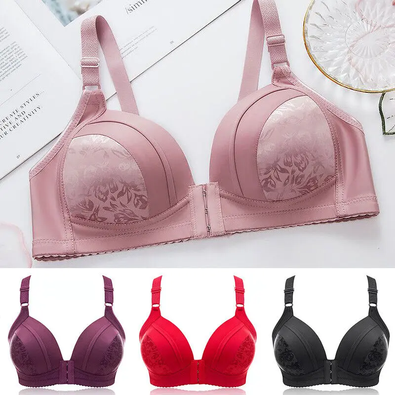 Women Front Button Bra Plus Size Thin Bralette Lingerie Mother's Cotton Wireless Underwear Sleep Bra Comfortble Underwear