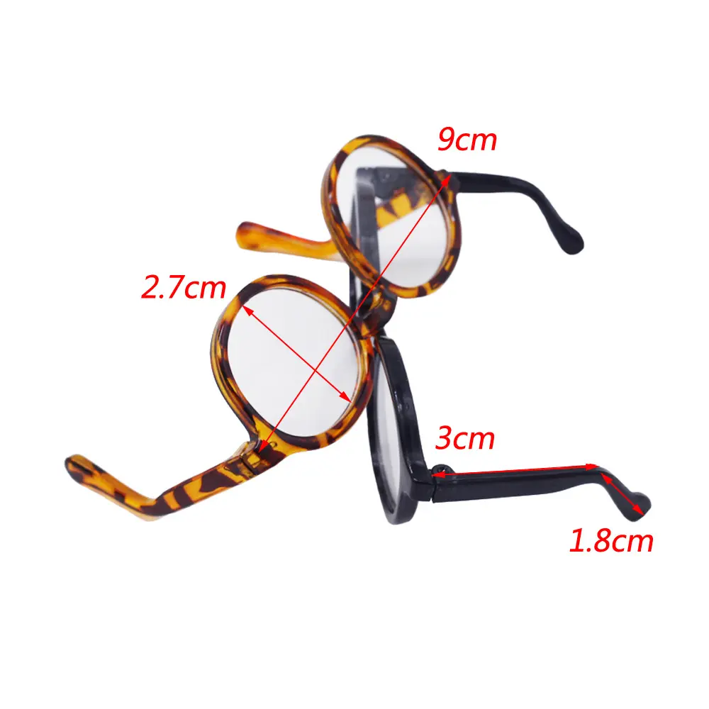 1pc Mini Doll Glasses 6.5cm/9cm Transparent Plastic Glasses Round Frame Clear Lens Eyeglasses Doll sunglasses Toys Decoration