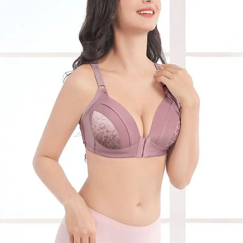 Women Front Button Bra Plus Size Thin Bralette Lingerie Mother's Cotton Wireless Underwear Sleep Bra Comfortble Underwear