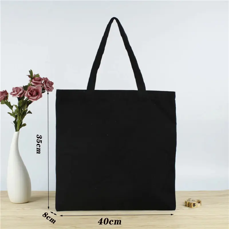 Handbag Black Canvas Handbag Student Single Shoulder Cotton Bag Gift Large Shopping Bag Canvas Belt Pocket Cosmetic Bag