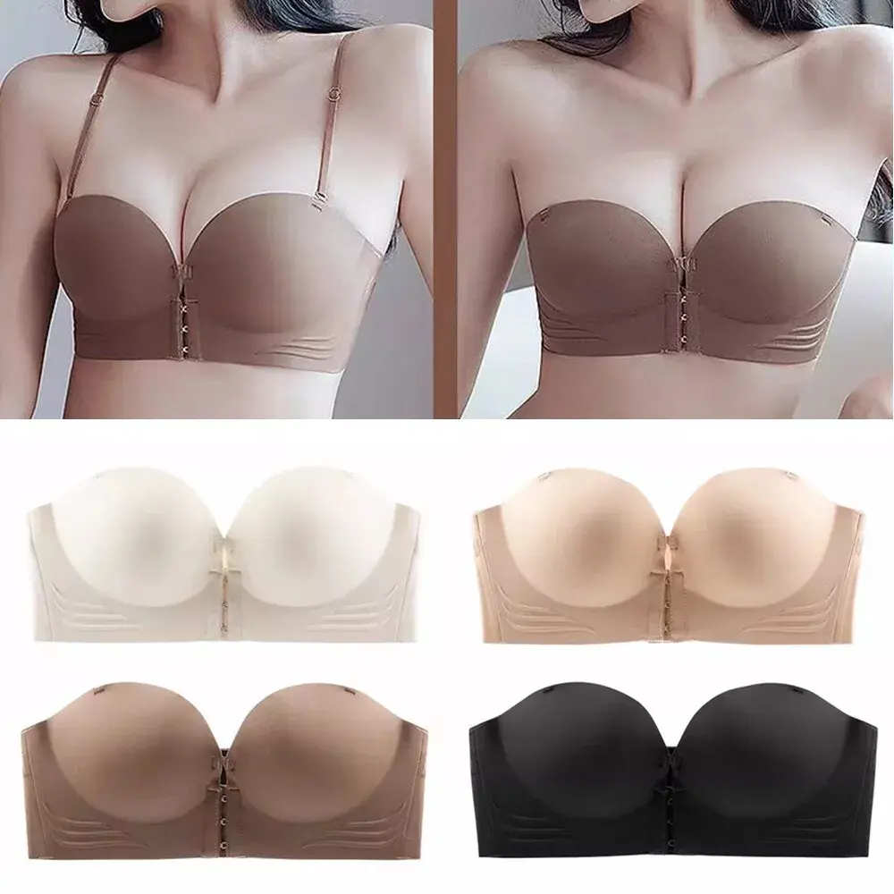 Invisible Push Up Bra Front Buckle Women Underwear Lingerie Strapless Seamless Soft Comfortable Breathable Underwear Women's