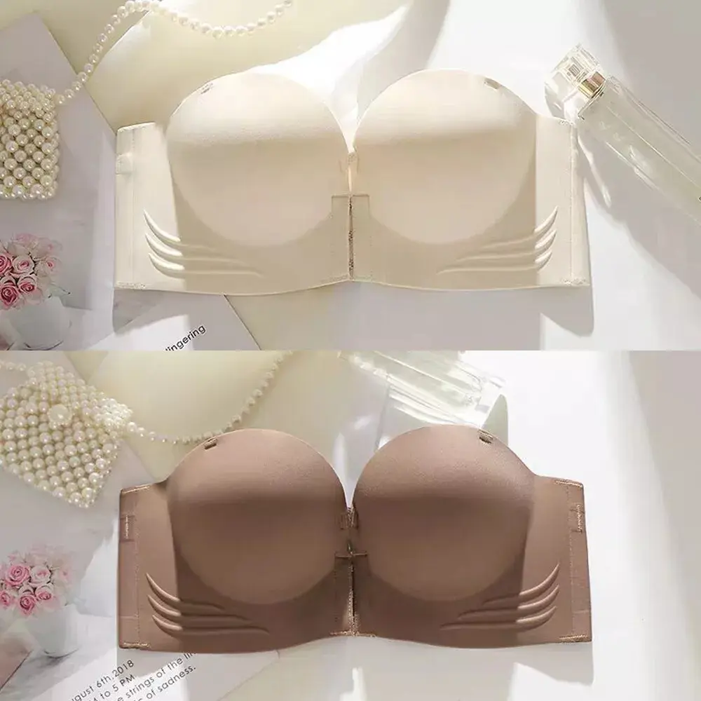 Invisible Push Up Bra Front Buckle Women Underwear Lingerie Strapless Seamless Soft Comfortable Breathable Underwear Women's