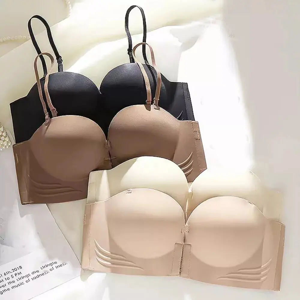 Invisible Push Up Bra Front Buckle Women Underwear Lingerie Strapless Seamless Soft Comfortable Breathable Underwear Women's