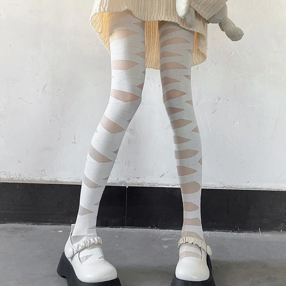 Gothic Cross Bandage Design Pantyhose Soft Tights Women Sexy Temptation Tights Stockings Punk Harajuku Cosplay Stockings
