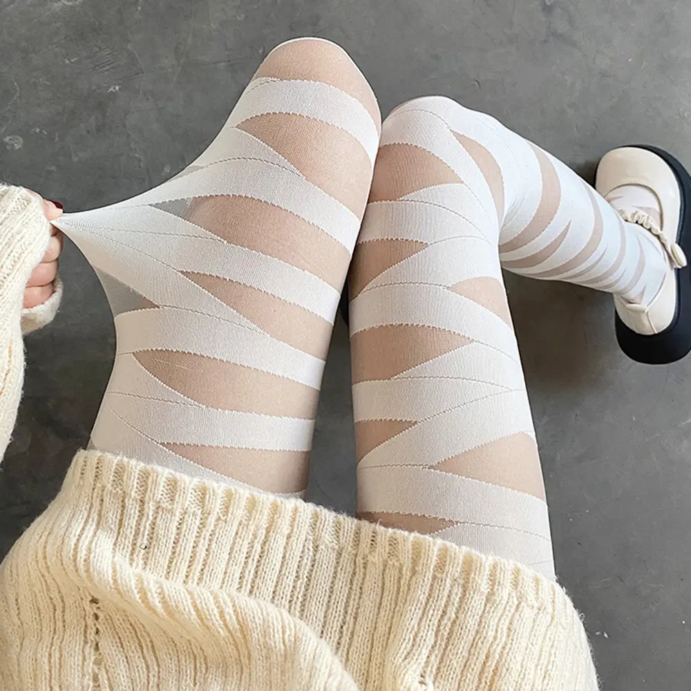 Gothic Cross Bandage Design Pantyhose Soft Tights Women Sexy Temptation Tights Stockings Punk Harajuku Cosplay Stockings
