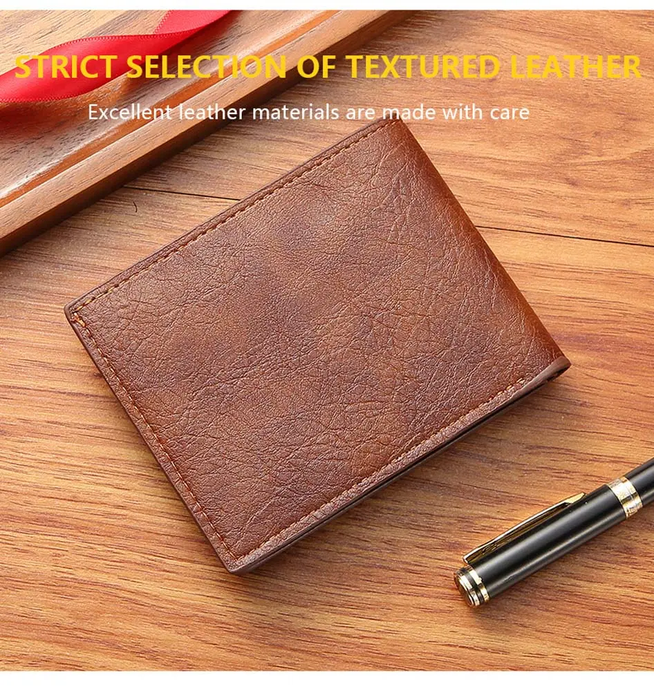 Men Purse Black Coin Wallet Male Business Id Cards Holder Pu Leather Multiple Slot Casual Large Capacity Dollar Coin Money Bags