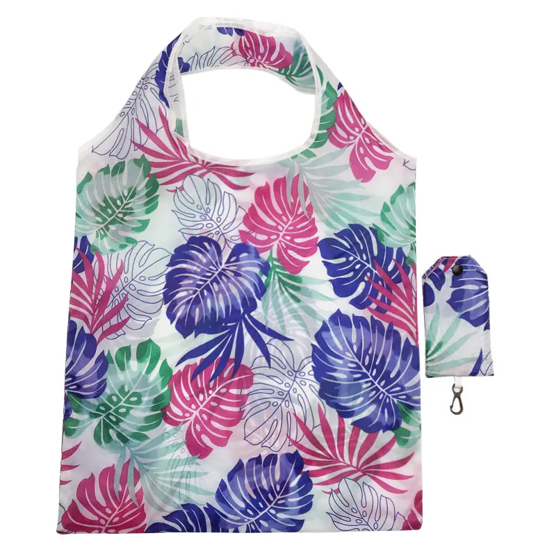 Fashion Printing Foldable Eco-Friendly Shopping Bag Tote Folding Pouch Handbags Convenient Large-Capacity For Travel Grocery Bag