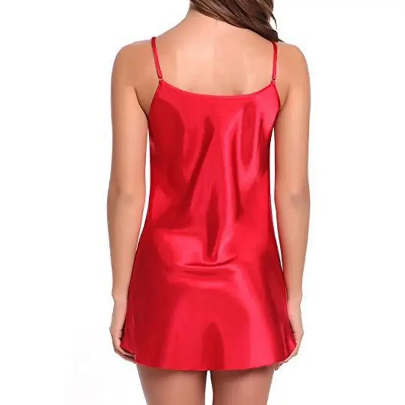 Women Summer Nightdress Sleepwear Elegant Women's Imitation Silk Stain Spaghetti Dresses Sexy Nightgown Pajamas 8XL