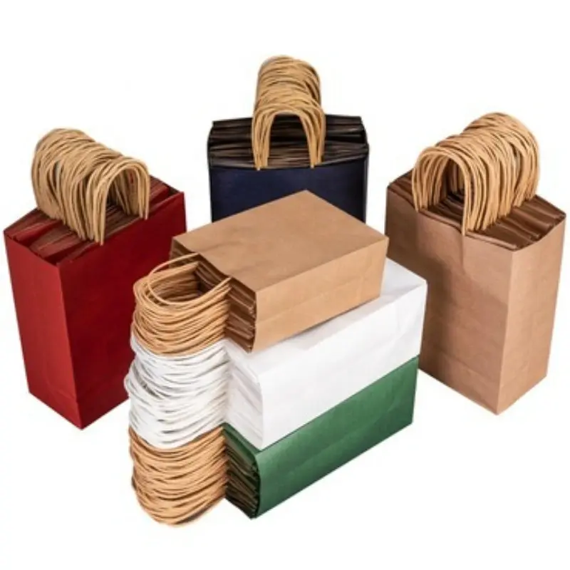 Classic Kraft Paper Gift Candy Bag Colored Hand-Held Paper Bags Wedding Party Decoration Colorful Shopping Food Bread Handbag