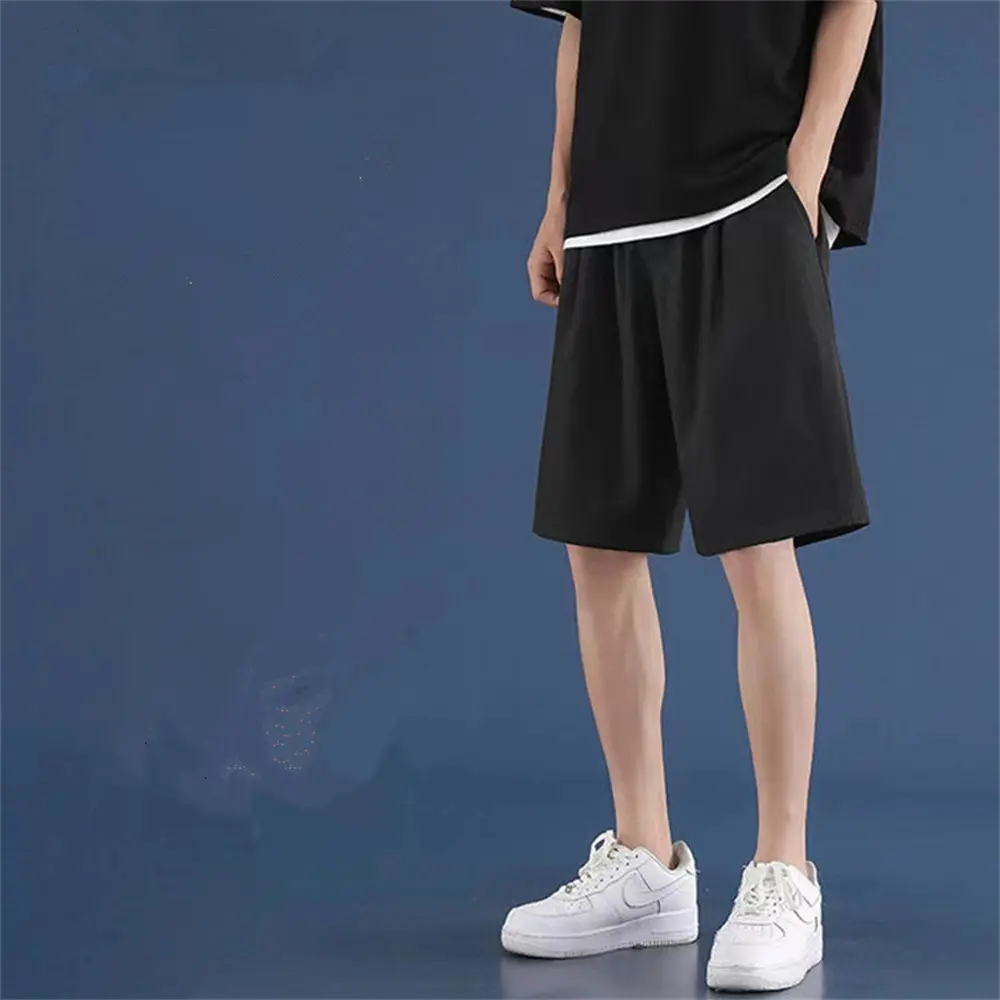 Ice Silk Pants Men'S Shorts Plus Size Thin Quarter Pants Quick Drying Pants Male Casual Sport Gym Mesh Breathable Shorts
