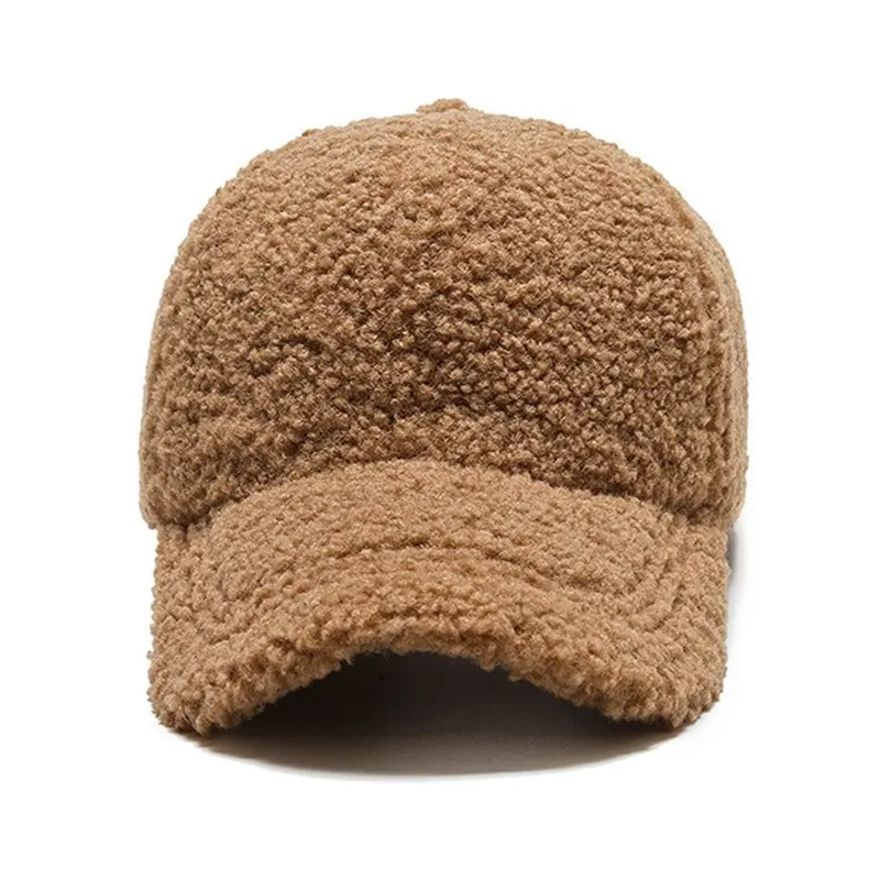 Autumn Winter Baseball Cap Women Artificial Lamb Wool Keep Warm Plush Sunshade Vintage Fashion Casual Solid Color Casquette Caps