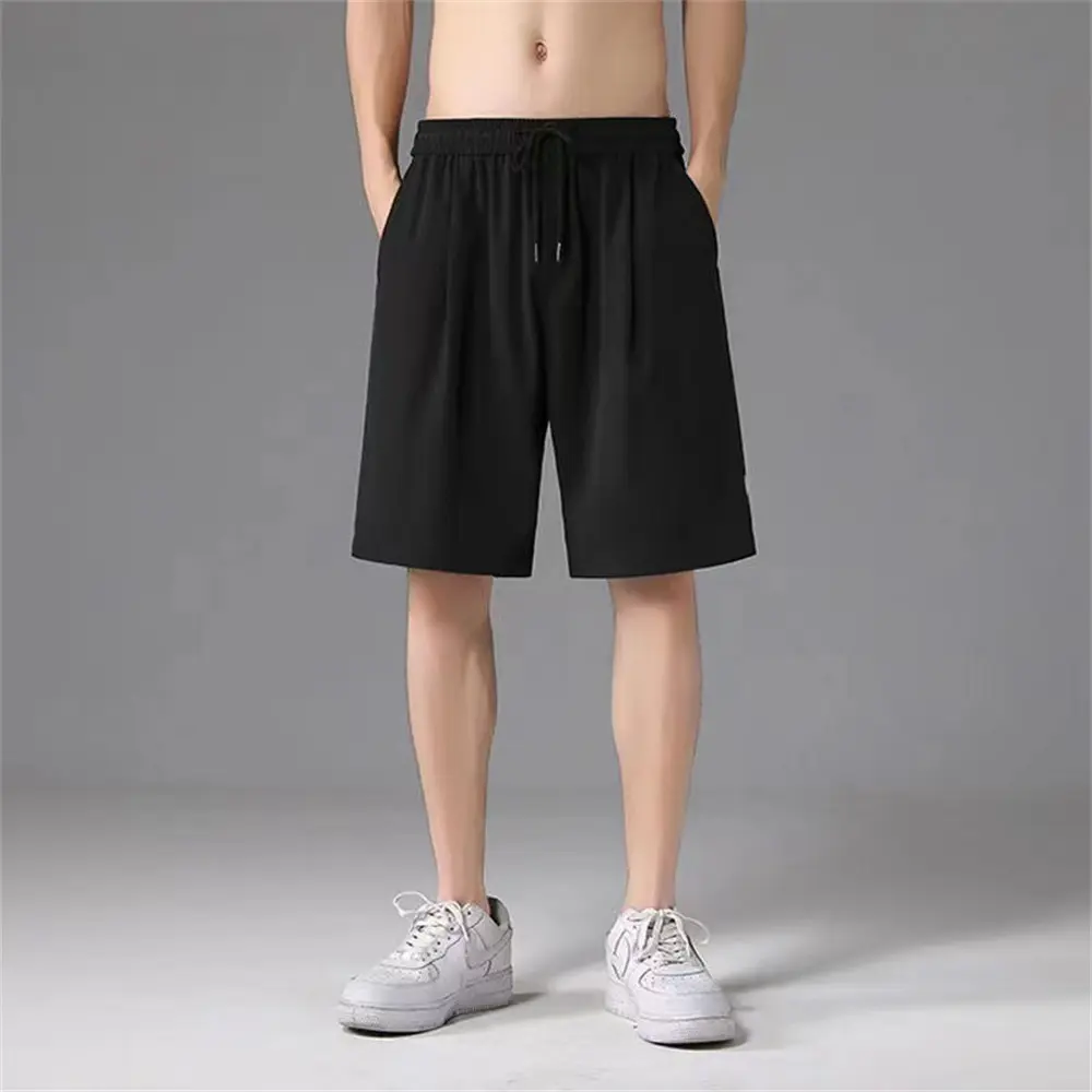 Ice Silk Pants Men'S Shorts Plus Size Thin Quarter Pants Quick Drying Pants Male Casual Sport Gym Mesh Breathable Shorts