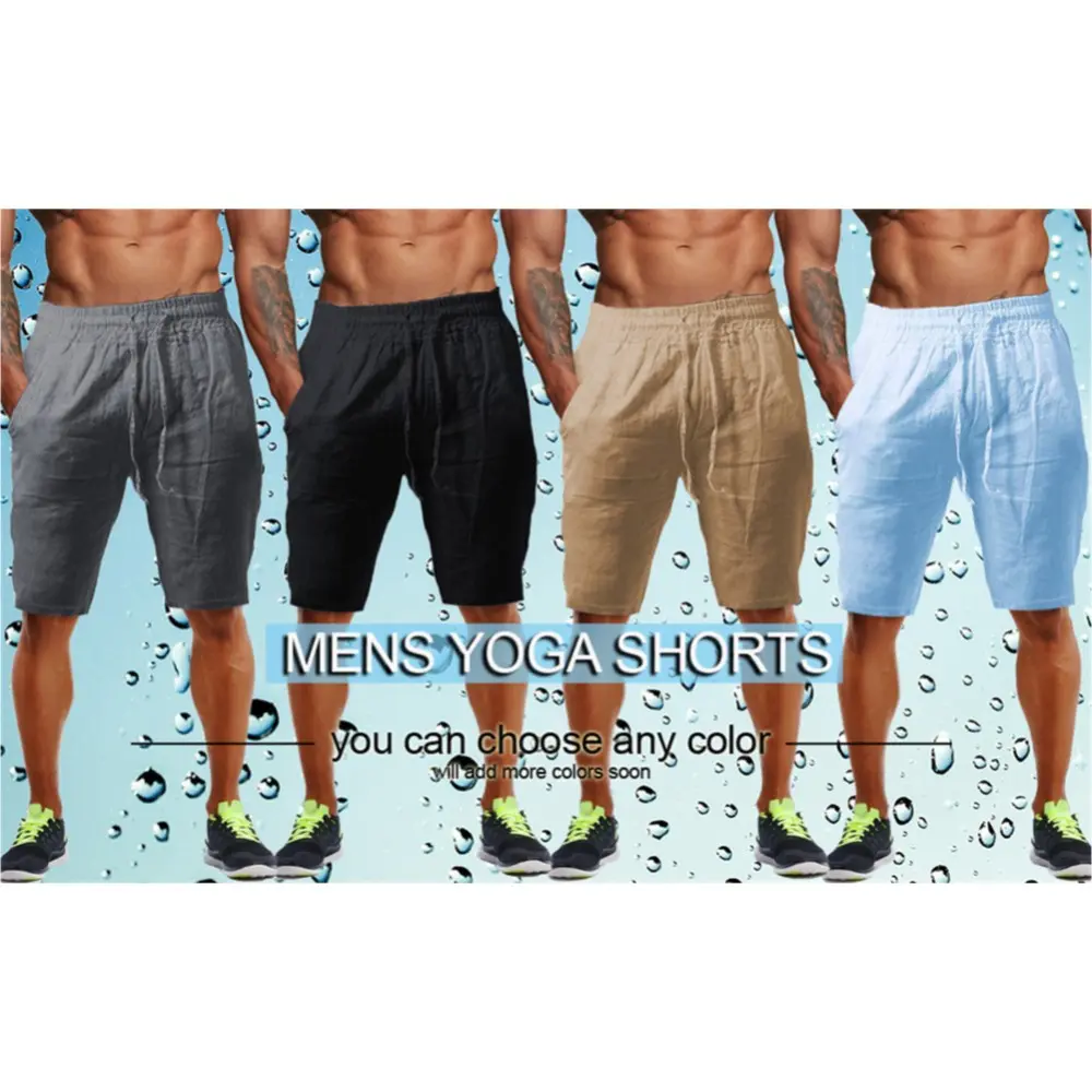 New Men's Cotton Linen Shorts Pants Male Summer Breathable Solid Color Casual Trousers Fitness Sports Streetwear Breeches S-3XL