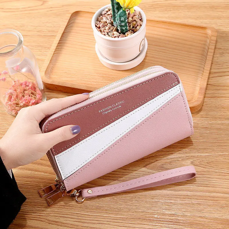 Ladies Women Leather Wallet Long Zip Purse Card Phone Holder Case Large Capacity Clutch Handbag Mobile Phone Id Card Holder