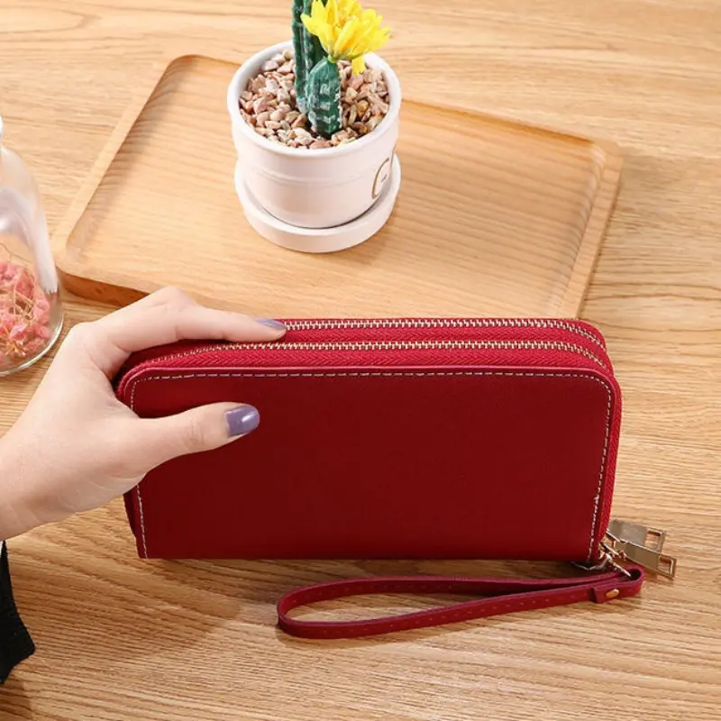 Ladies Women Leather Wallet Long Zip Purse Card Phone Holder Case Large Capacity Clutch Handbag Mobile Phone Id Card Holder