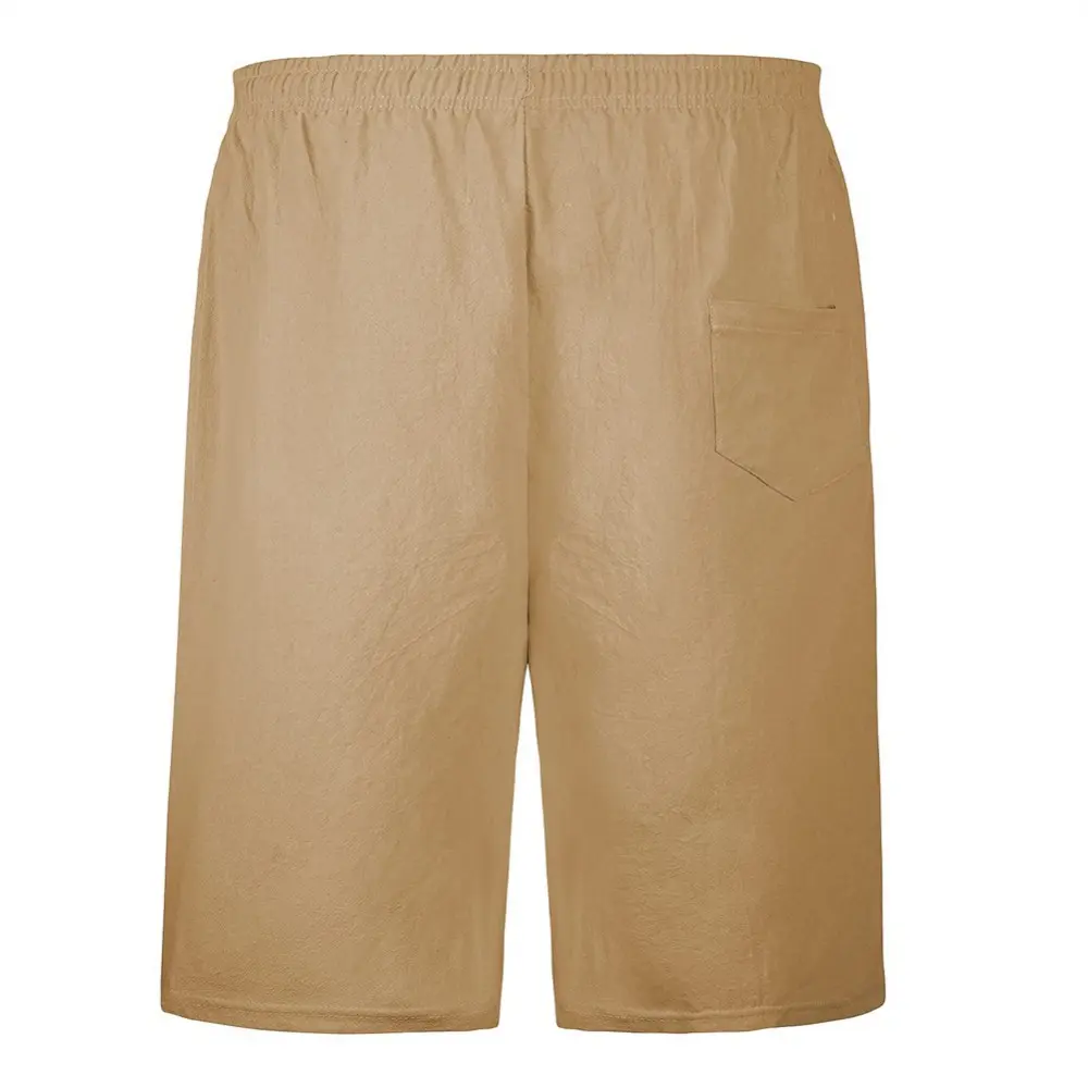 New Men's Cotton Linen Shorts Pants Male Summer Breathable Solid Color Casual Trousers Fitness Sports Streetwear Breeches S-3XL