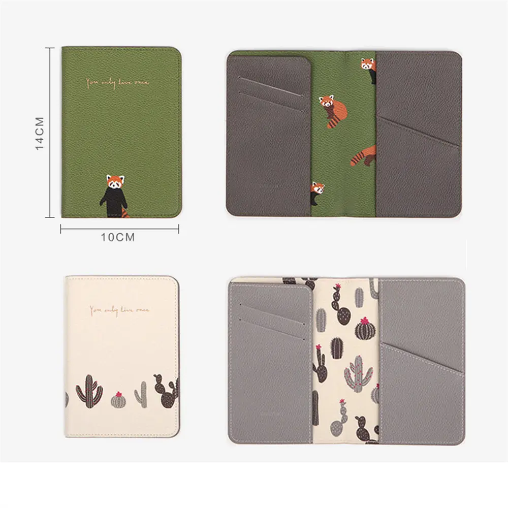 Cartoon Passport Cover Cute Travel Pu Leather Passport Holder Protector Organizer Document Business Credit Id Cards Wallets Bags