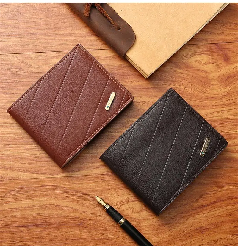 High Brand Casual Men Wallets Leather Short Coin Purse New Design Multi Card Wallet Youth Thin Soft Leather Clutch Wallets