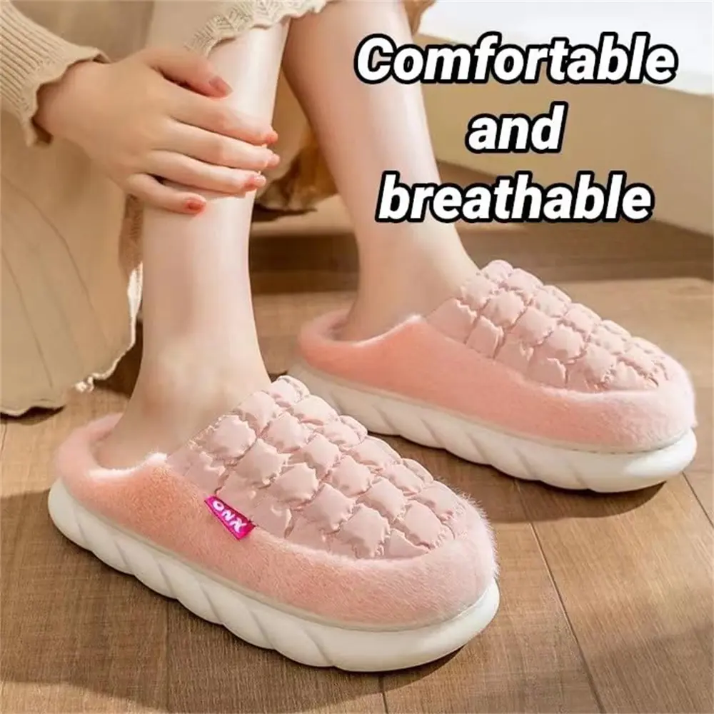 Women's Winter Warm Home Slippers Thicken Indoor Men's  Floor Platform Slides Plush High Heels Fur Cotton Shoes Couples Slipper