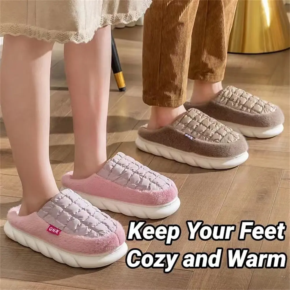 Women's Winter Warm Home Slippers Thicken Indoor Men's  Floor Platform Slides Plush High Heels Fur Cotton Shoes Couples Slipper