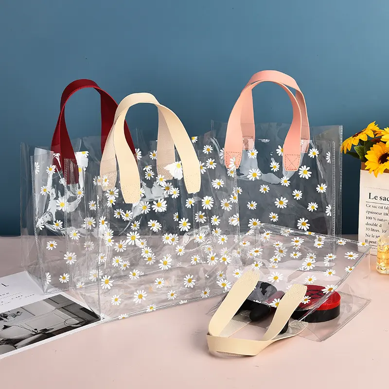 Women Clear Pvc Tote Bag Handbag Lightweight Top Handle Shopping Bag Waterproof Pvc Transparent Shopping Bags Shoulder Handbag
