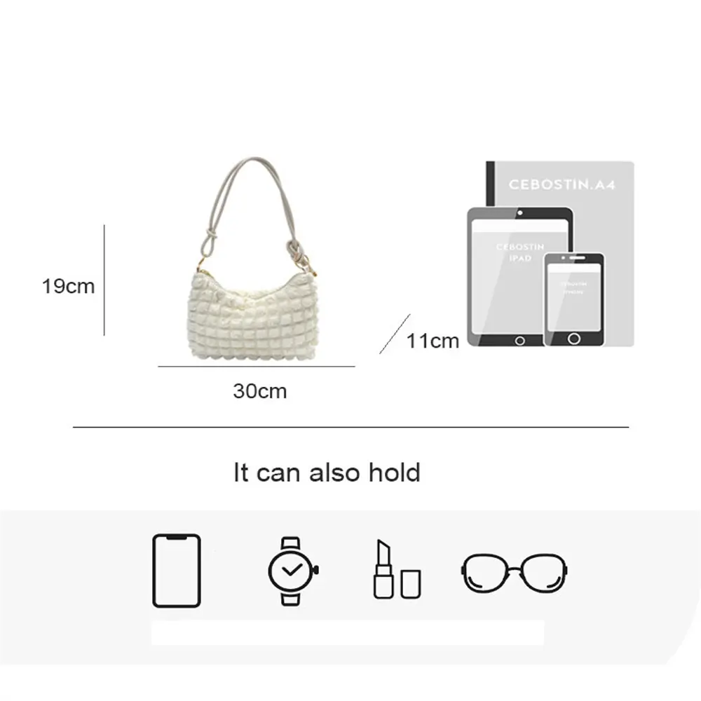 Large Capacity Fashion Women Bags Cute Pleated Handbag Quilted Shoulder Bags Luxury Tote Bags Female Underarm Bag