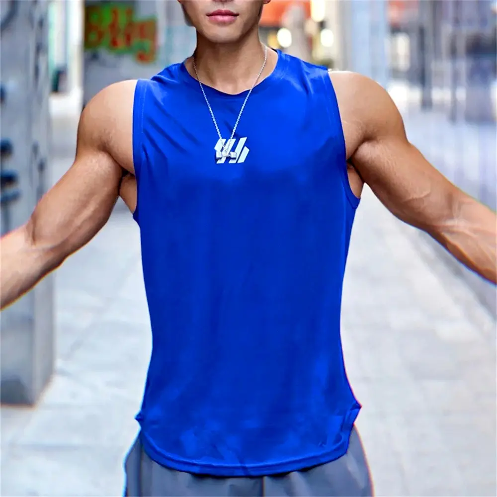 Men's Summer Gym Speed Dry Vest High Quality Mesh Shirt Sleeveless T-shirt Male Tank Tops Basketball Running Fitness Sports Vest
